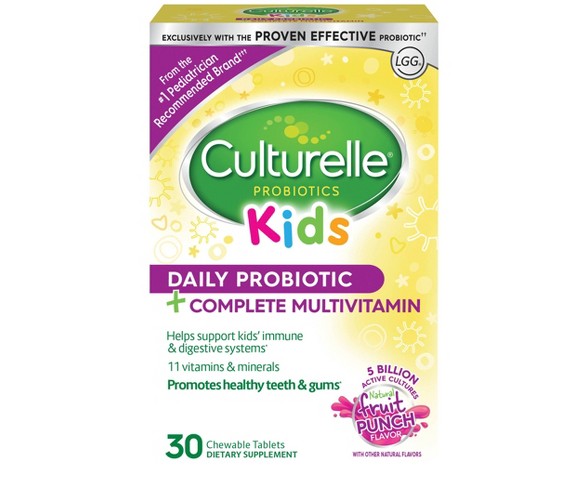 Culturelle Kids Daily Probiotic Plus Complete Multi Vegan Chewables - Fruit Punch - 30ct