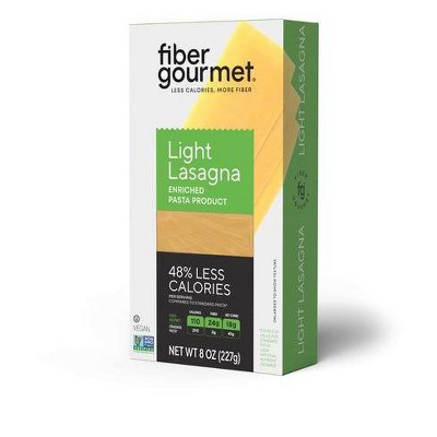 Fiber Gourmet – Light Lasagna Noodle - Low Net Carb, Fiber-Rich, Low Calorie, Healthy Pasta - Made in Italy, Kosher, Vegan, Non-GMO - 8 Oz 12 pack