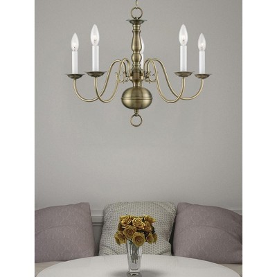 Antique Brass 5-Light Traditional Colonial Chandelier