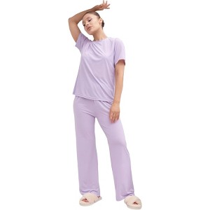 Talmont Women’s Silky‑Soft 2‑Piece Lounge Set Super Comfy Short Sleeve Top & Matching Pants - Makes A Great Gift! - 1 of 1