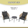 Aghana Digitals 3-Piece PE Wicker Bistro Set with Cushioned Chairs, Tempered Glass Table, Anti-Slip - 2 of 4