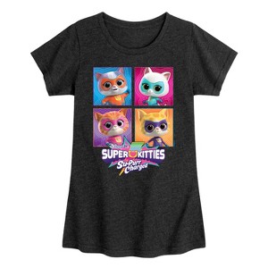 Girls' - Super Kitties - Grid Fitted Short Sleeve Graphic T-Shirt - 1 of 3