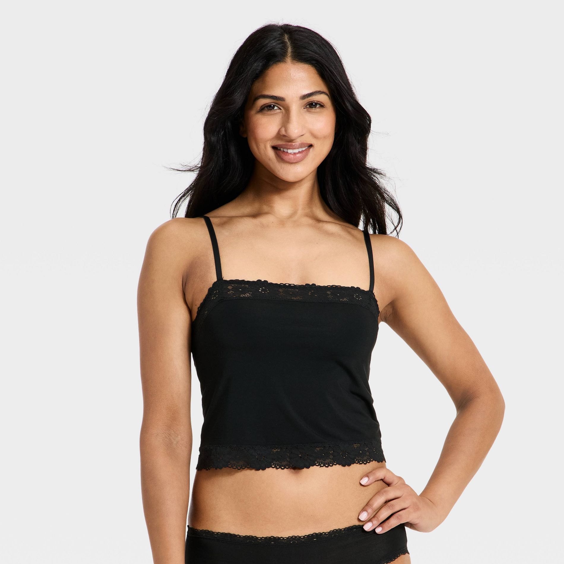 Women's Cloud Knit Cami Bra Top with Lace Trim - Auden™