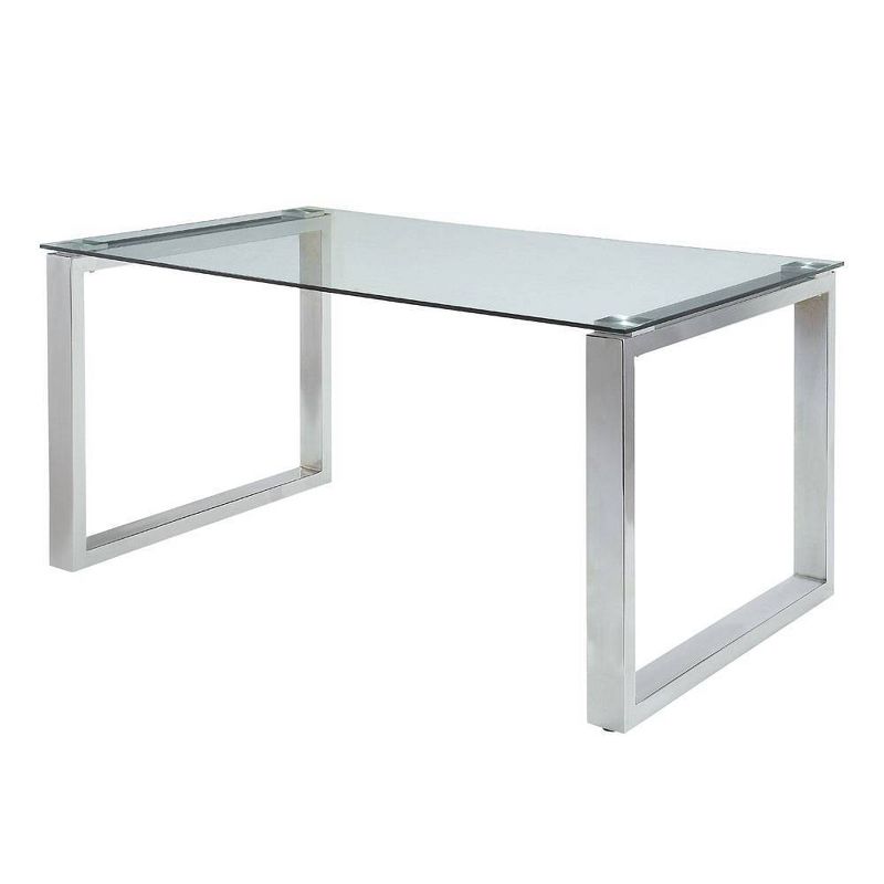 60&#34; Caspian Dining Table Clear Glass/Chrome Finish - Acme Furniture, 4 of 8