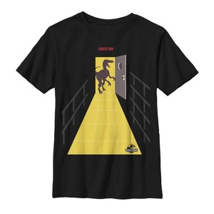 Boy's Jurassic Park Velociraptor Door T-Shirt - 1 of 4
