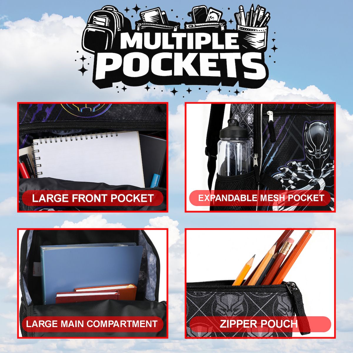 Marvel Comics Black Panther 5-Piece Backpack Set - thumbnail 3