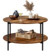 32.6" Round  Coffee Table with Open Storage Shelf, 2-Tier Industrial Circle Wood Center Table - 2 of 4