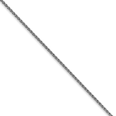 Black Bow Jewelry 1.2mm, 14k White Gold, Solid Parisian Wheat Chain Necklace