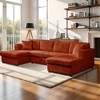 MYINDA 4 Seat U Sectional Couch, 110'' W Corduroy Sofa with Double Chaises, Drakbrown - 3 of 4