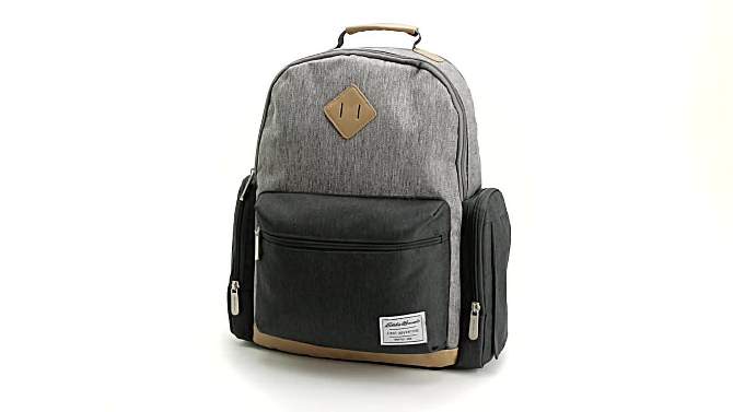 Eddie Bauer Bridgeport Places &#38; spaces Back Pack Diaper Bag - Gray with Tan, 2 of 10, play video
