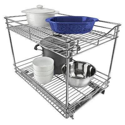 Lynk Professional 14" x 21" Slide Out Double Shelf - Pull Out Two Tier Sliding Under Cabinet Organizer