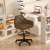 VECELO Home Office Desk Chair PU Leather Office Chair With Height Adjustable Seat Ergonomic Swivel Stool with Back and Arm Black/Beige/Gold - 2 of 4