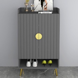 Angel Sar Nordic Gray Shoe Storage Cabinet, 5-Shelf Entryway Shoe Organizer with Textured Surface, Modern Open Shoe Cabinet for Home Entry - 1 of 4