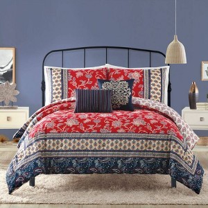 Indigo Bazaar Queen 5pc Marbella Comforter & Sham Set Red