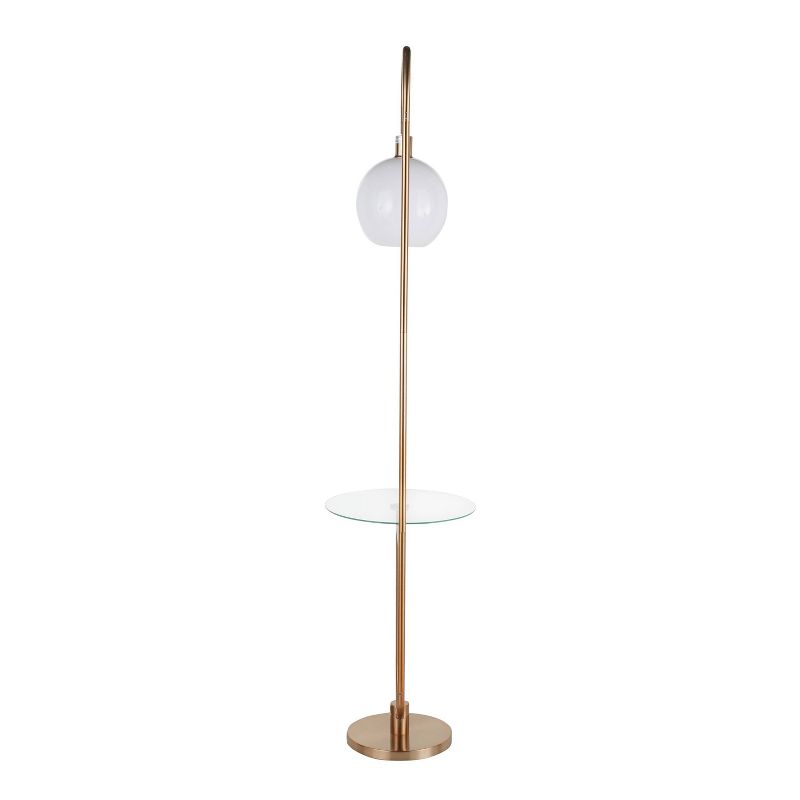 Trombone Contemporary/Glam Floor Lamp with Metal and Glass Shelf Gold (Includes LED Light Bulb) - LumiSource, 6 of 15