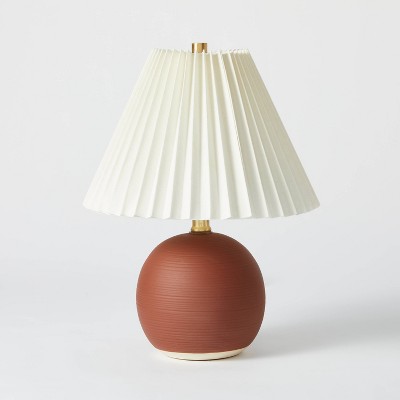 Oval Table Lamp With Pleated Shade Red, Small Table Lamp With Pleated Shade