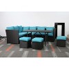 Cesicia 7-Piece Dark Blue Sofa Set, Garden Patio Wicker Sectional Sofa Set with Coffee Table Fit for Both Indoor And Outdoor - 3 of 4