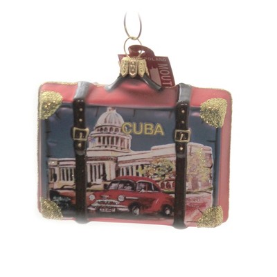 Holiday Ornaments 2.75" Cuba Suitcase Travel Vacation  -  Tree Ornaments