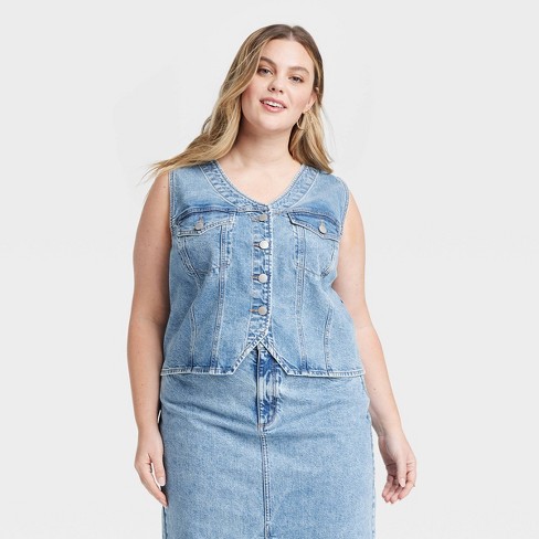 Women's Denim Vest - Universal Thread™ Medium Wash 1x : Target