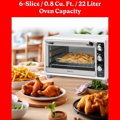 White Stainless Steel 6-Slice Air Fryer Convection Toaster Oven