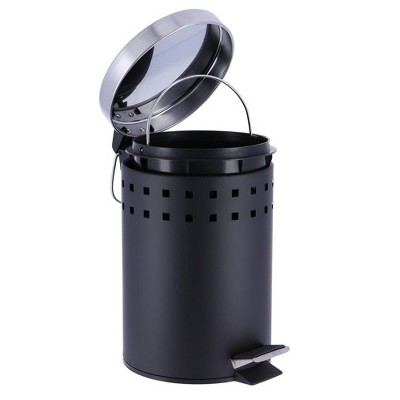 Black Stainless Steel Pedal Bathroom Trash Can with Lid
