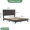 Twin to King Size Bed Frame with Adjustable Headboard, Linen Upholstered Platform Bed Frame with Wood Slat Support, No Box Spring Needed - 2 of 4