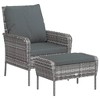 vidaXL Patio Chair with Footstool Gray Poly Rattan - 2 of 4