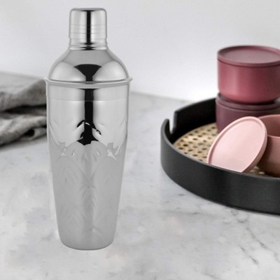 Silver Hammered Stainless Steel Cocktail Shaker with Strainer