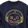 Boys' - Instant Message - Neon Pumpkin with Headphones Graphic Long Sleeve Fleece Sweatshirt - 2 of 4