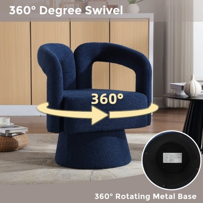 Ridstar Upholstered 360 Degree Swivel Accent Chair & Armchair For Office, Reading & Living Room-Navy
