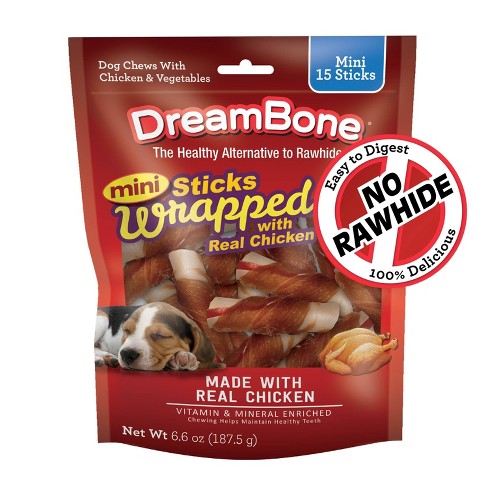 Dreambone Rawhide Free Dog Chews Mini Real Chicken Wrapped Sticks With Vegetable Chews Dog Treats 15pk Target