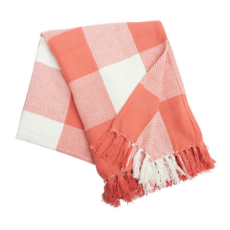 C&F Home Franklin Coral Gingham Check Throw Blanket, 1 of 3