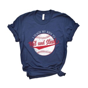 Simply Sage Market Women's I Teach My Children To Hit and Steal Short Sleeve Graphic Tee - 1 of 3