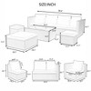 Syemin 7PCS Patio Seating Rattan Furniture Set Sectional Sofa Cushioned Garden, Tempered Glass Table, Red, 98.4"*28.3"*26.7" - 3 of 4