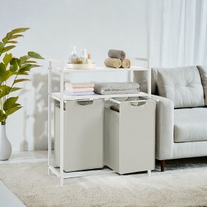 Laundry Sorter with 2 Pull-Out and Removable Bags, Laundry Basket, Laundry Hamper, 12.1 Gal Capacity per Bag - 1 of 4
