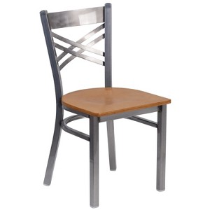 Emma and Oliver Clear Coated "X" Back Metal Restaurant Dining Chair - 1 of 4