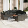 vidaXL Patio Sofa Set with Cushions Outdoor Furniture 12 Piece Poly Rattan - Gray - 2 of 4