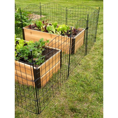 Black Metal 6-Panel Critter Fence with Gate
