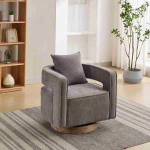 CAVINAS Linen Blend Swivel Accent Chair with Mid-Height Open Backrest,Upholstered Swivel Living Room Chairs,Reading Chairs for Living Room - 1 of 4