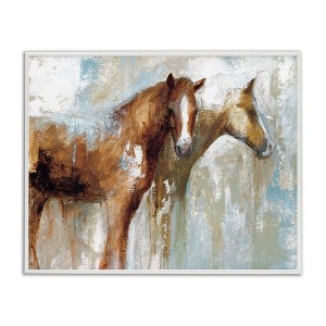Stupell Industries Layered Abstract Horses Foals Farm Animal Painting Black Framed Giclee Art - 1 of 4
