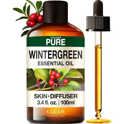 KUKKA Wintergreen Essential Oils - 3.40 Fl Oz - for Hair, Skin, Diffuser, Aromatherapy & DIY Soap Making Scent