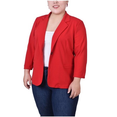 NY Collection Womens Scuba Crepe Blazer Jacket