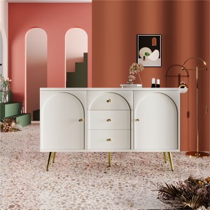 Modern metal foot storage cabinet, drawer dressing table, combining high-quality wood and metal, simple style, dining/living room/kitchen - 1 of 4