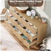 GAOMON 9 Rattan Drawer Dresser with Deep Storage & Wide Top,26.5''Tall Wood Frame Chest,Large Long Wooden Dresser for Home,Natural Oak - 2 of 4