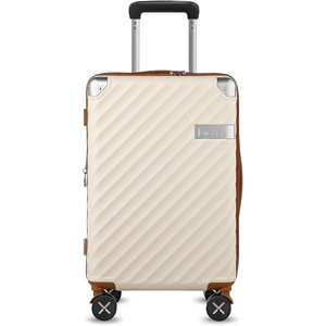 LUGGEX Luggage with Spinner Wheels, Polycarbonate Expandable Hard Shell Suitcase, Carry On 20 Inch, Beige - 1 of 4