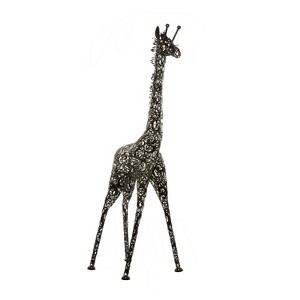 89" Iron Farmhouse Giraffe Garden Sculpture Gold - Olivia & May: Outdoor Patio Decor, Floor Standing Metal Art - 1 of 4
