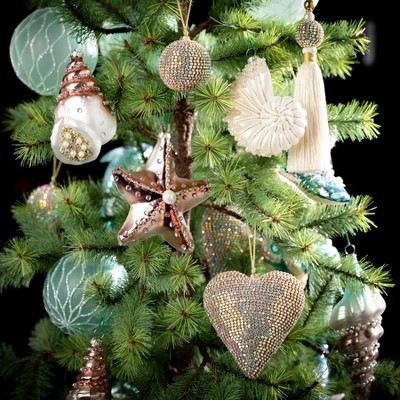 7.5" Multicolor Gem and Pearl Tassel Christmas Ornament Set