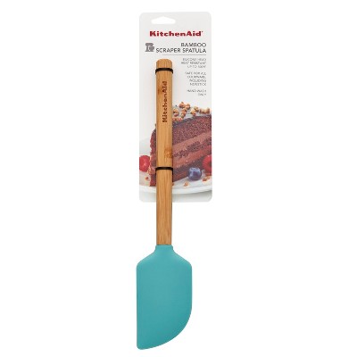 3 Pack...KitchenAid  Bamboo Scraper Spatula Aqua Sky