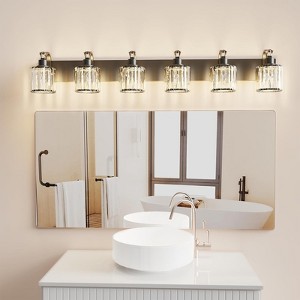 3 lamp Light Black Modern Crystal Table Lamp Mirror Headlight, Bathroom Vanity Lamp, Glass Mirror Vanity Shower Light,  Suitable for Bathroom - 1 of 4