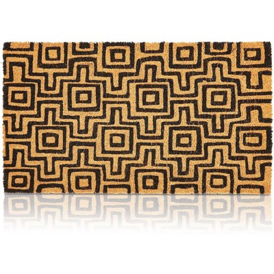 Juvale Black Patterned Coir Doormat Welcome Front Door Mat Indoor Outdoor Rugs 17"x30"